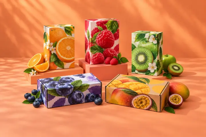 Линейка коробок из гофрокартона с яркой цифровой печатью - визуализация