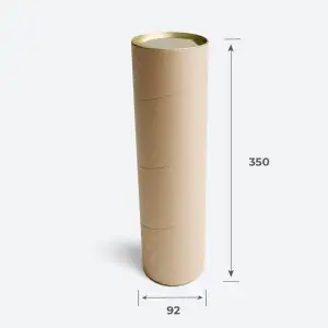 Тубус картонный с жестяными крышками 92х350 мм
