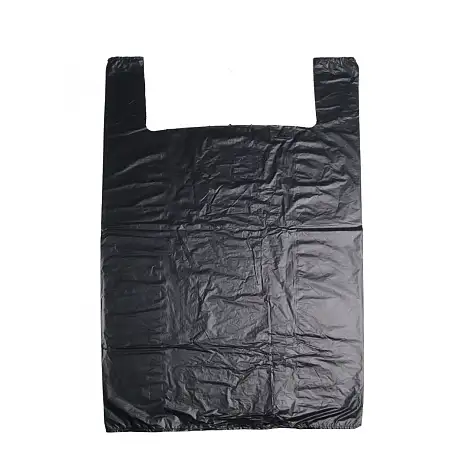 Пакет-майка  п/э, 45+30х75, черный люкс