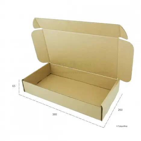 Картонная коробка 380х200х65 Т23 B Бурый 0427