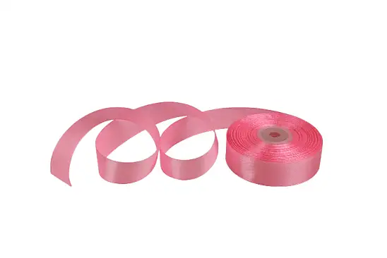 Лента атласная, 25мм, розовая (27 м)