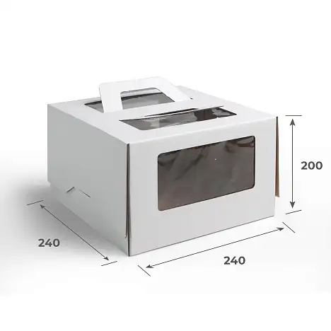  Гофрокороб 240х240х200 для торта, с ручкой