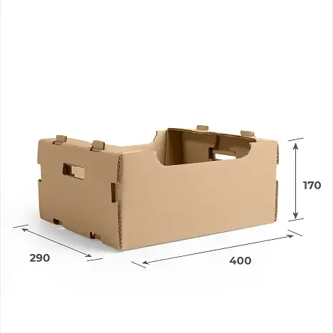 Картонный лоток 400х290х170 П32 ВС Бурый 0432