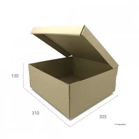 Картонная коробка с крышкой 310х305х130 Т23 B Бурый 04041