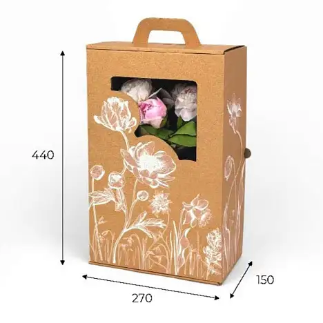 Цветочная картонная коробка 440х270х150 Т23 E Бурый 0427