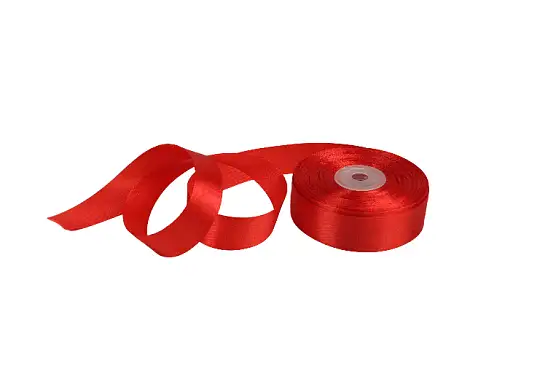 Лента атласная, 25мм, красная (27 м)