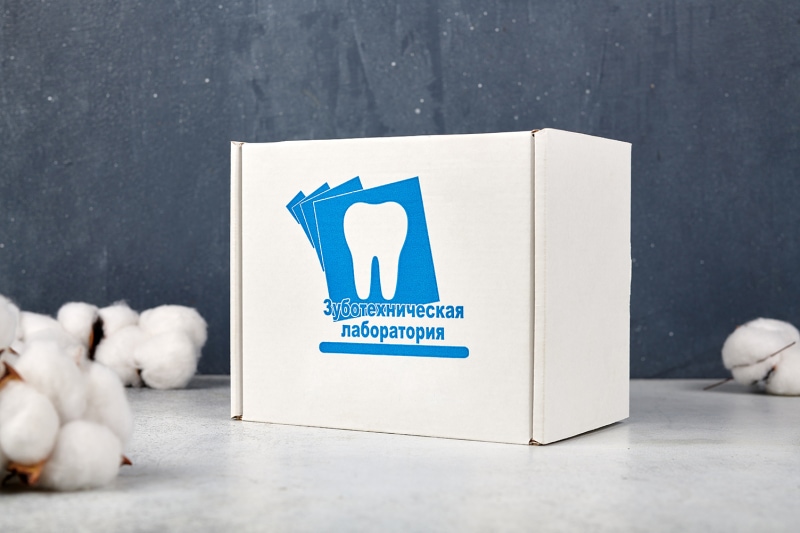 Картонная коробка для зуботехнической лаборатории