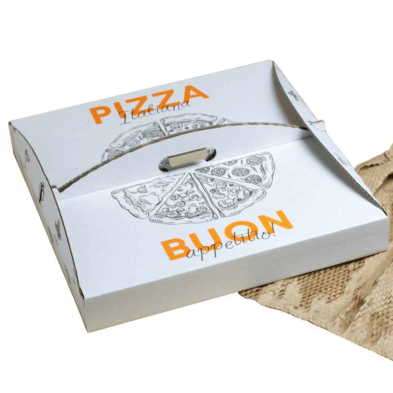 Экологичная коробка под пиццу/пирог с ручкой