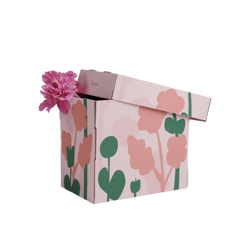 Коробка с крышкой под небольшую цветочную композицию