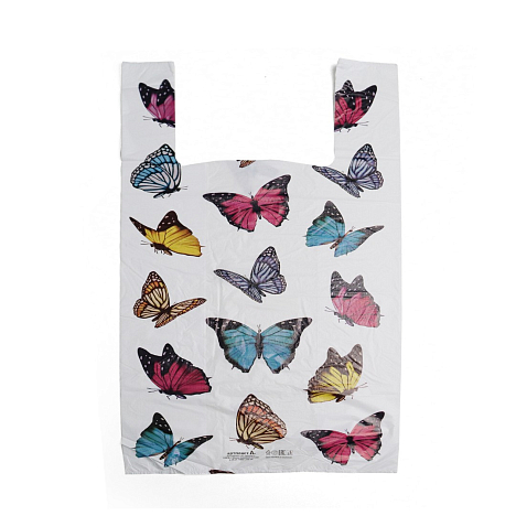 Пакет-майка  п/э, 32+18х60, бабочка