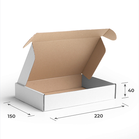 Картонная коробка 220х150х40 Т11 Е Белый 0427
