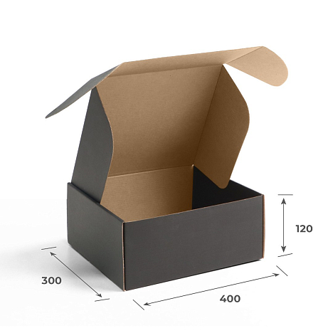 Картонная коробка 400х300х120 Т23 B Бурый/Черный 0427
