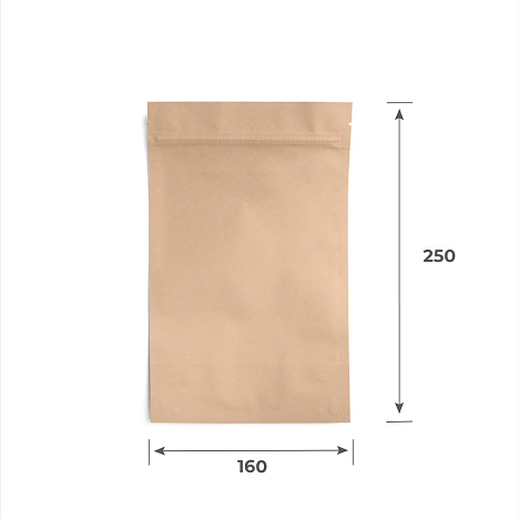 Пакет бумажный с ЗИП замком 160х250+(45+45), 60гр/м2, гл.