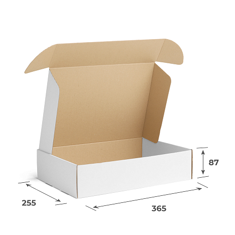 Картонная коробка 365х255х87 Т11 E Белый 0427