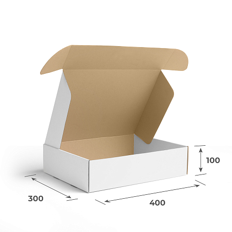 Картонная коробка 400х300х100 Т11 E Белый 0427