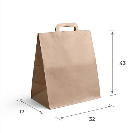 Пакет бумажный 320х170х430 мм, с плоскими ручками, крафт