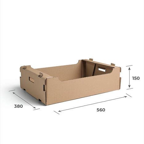 Картонный лоток 560х380х150 П32 BC Бурый 0432