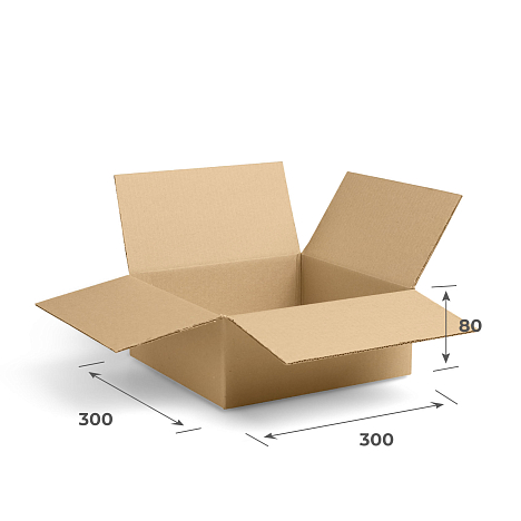 Картонная коробка 300х300х80 Т23 В Бурый 0201