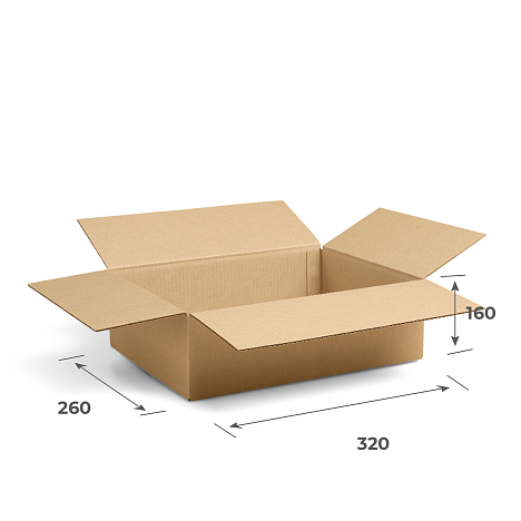Картонная коробка 320х260х160 Т23 B Бурый 0201