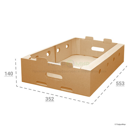 Картонный лоток 553х352х140 Т25 В Бурый 0433