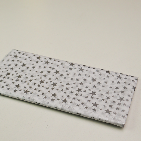 Бумага Тишью 50х66 с рисунком "Звезды" в листах серебро (10шт)