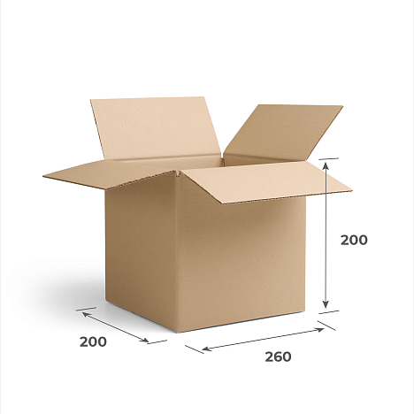 Картонная коробка 260х200х200 Т23 В Бурый 0201