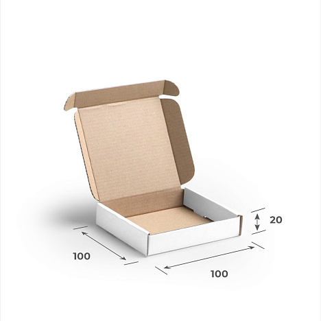Картонная коробка 100х100х20 Т11 E Белый 0427
