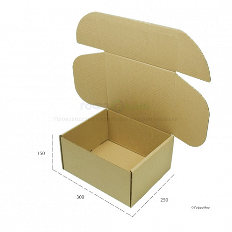 Картонная коробка 300х250х150 Т23 B Бурый 0427