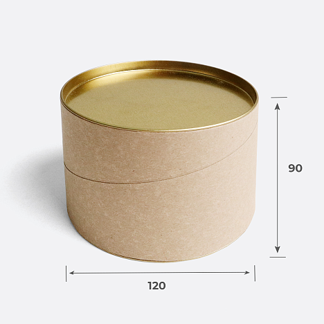 Картонный тубус 120х90 мм с жестяными крышками