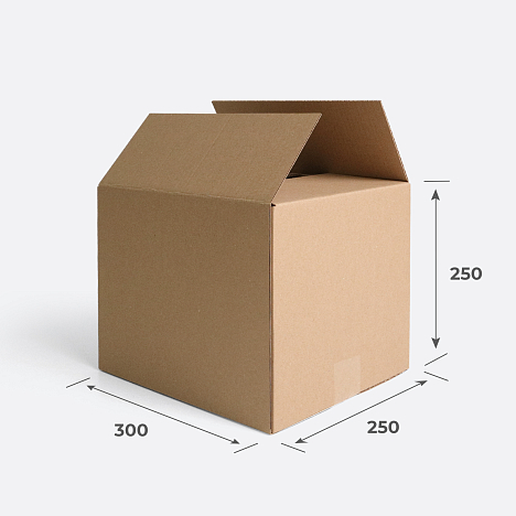 Картонная коробка 300х250х250 Т23 B Бурый 0201
