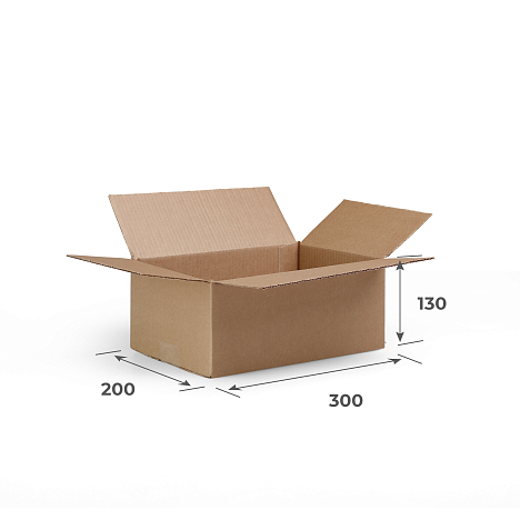 Картонная коробка 300х200х130 Т22 B Бурый 0201