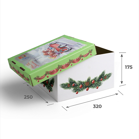 Крышка 328х258х50 Т24 B "Новый год/Ежики"  (+дно ЦБ-00071480)