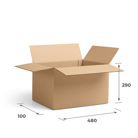 Картонная коробка 480х100х290 Т23 B Бурый 0201