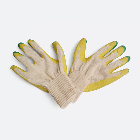 Перчатки защитные трикотажные двойной латексный облив , зеленый