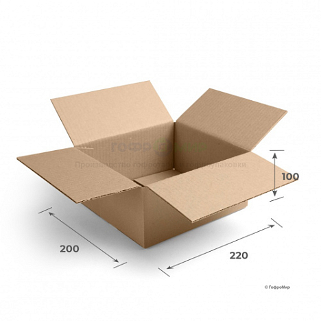 Картонная коробка 220х200х100 Т22 B Бурый 0201