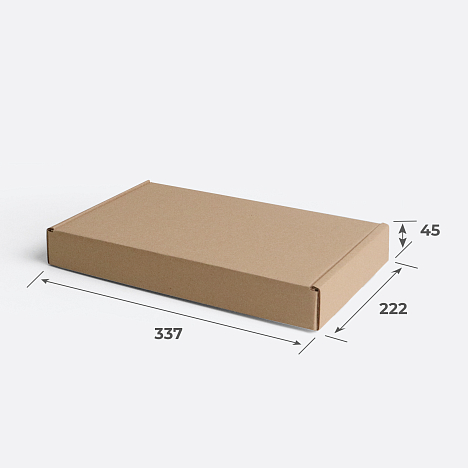 Картонная коробка 337х222х45 Т23 B Бурый 0427