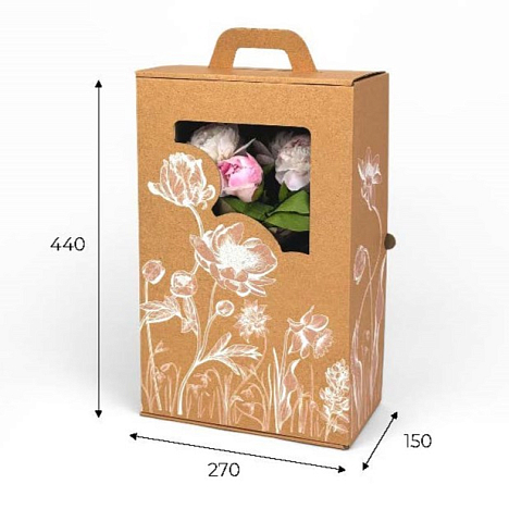 Цветочная картонная коробка 440х270х150 Т23 E Бурый 0427
