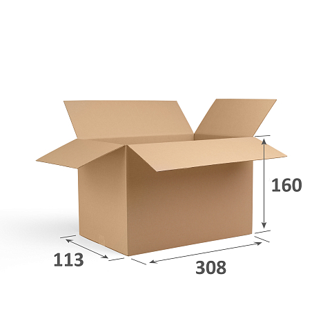 Картонная коробка 308х113х160 Т21 B Бурый 0201