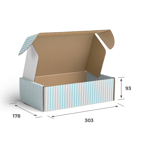 Картонная коробка 303х178х93 Т23 B Белый 0427 Подарочек